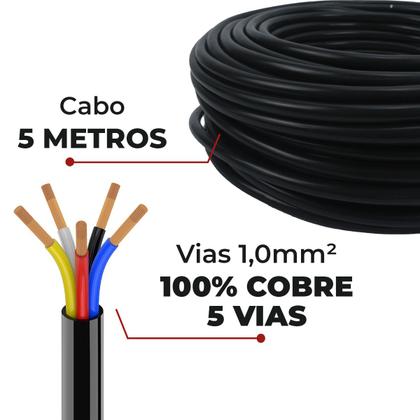 Imagem de Tomada Macho e Femea Engate Carretinha 7 Polos 12v 5m de Cabo PP 5x1mm