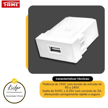 Imagem de Tomada Modulo USB Bivolt Automático Modulare /Evidence / Blanc+ - FAME