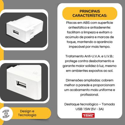 Imagem de Tomada Modulo USB Bivolt Automático Modulare /Evidence / Blanc+ - FAME