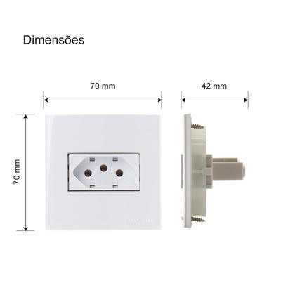 Imagem de Tomada P/ Movel Margirius 2P T 10A 250v 70x70 Branca Sleek
