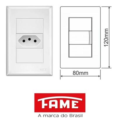 Imagem de Tomada Padrão 2P+T 10A Com Placa Evidence - FAME
