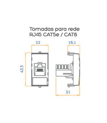 Imagem de Tomada para Rede de Informática RJ45 CAT5E EBONY CLEAN