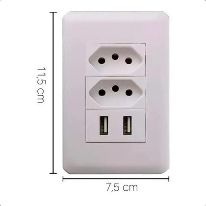 Imagem de Tomada Parede 2 Entradas Usb Carregador Universal Tm01 Cor Branco