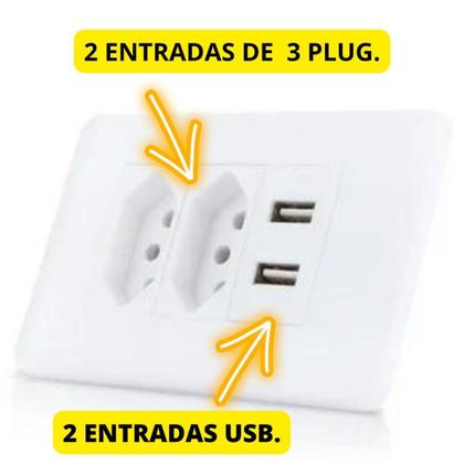 Imagem de Tomada parede entradas usb carregador universal bivolt - JWCOM