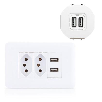 Imagem de Tomada parede entradas usb carregador universal bivolt - JWCOM