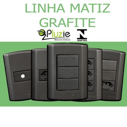 Imagem de Tomada Simples 10A grafite Pluzie Matiz modular