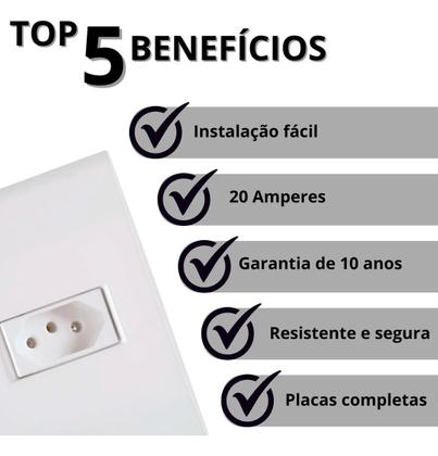 Imagem de Tomada Simples 20a 4x2 Parede Branco Embutir Liz Tramontina