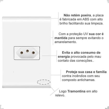 Imagem de Tomada Simples 20a 4x2 Parede Branco Embutir Liz Tramontina