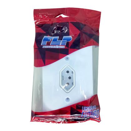 Imagem de Tomada Simples 2p+t 10A Com Placa Espelho Branco Com Inmetro 127V e 250V Bivolt