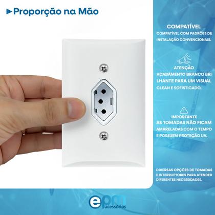 Imagem de Tomada Simples 2p+t 10A Com Placa Espelho Branco Com Inmetro