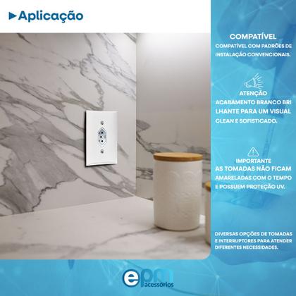 Imagem de Tomada Simples 2p+t 10A Com Placa Espelho Branco Com Inmetro