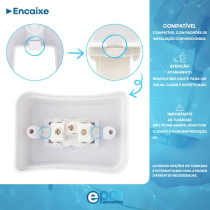 Imagem de Tomada Simples 2p+t 10A Sobrepor Externo Com Placa Espelho Branco Com Inmetro Linha Viena