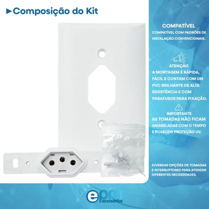 Imagem de Tomada Simples 2p+t 20A Com Placa Espelho Branco Com Inmetro