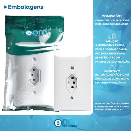 Imagem de Tomada Simples 2p+t 20A Com Placa Espelho Branco Com Inmetro