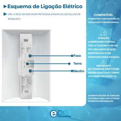 Imagem de Tomada Simples 2p+t 20A Com Placa Espelho Branco Com Inmetro