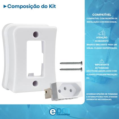 Imagem de Tomada Simples 2p+t 20A Sobrepor Externo Com Placa Espelho Branco Com Inmetro Linha Viena
