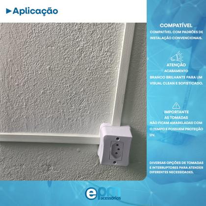 Imagem de Tomada Simples 2p+t 20A Sobrepor Externo Com Placa Espelho Branco Com Inmetro Linha Viena
