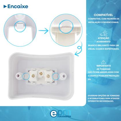 Imagem de Tomada Simples 2p+t 20A Sobrepor Externo Com Placa Espelho Branco Com Inmetro Linha Viena