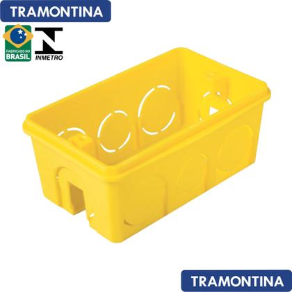 Imagem de Tomada Simples Aria Branco Tramontina 10A/250V + Caixinha Embutir 4x2   Kit c/ 10 unidades
