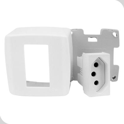 Imagem de Tomada Sobrepor simples 20A 2P+T Branca 250V Casa Construção Com Parafuso