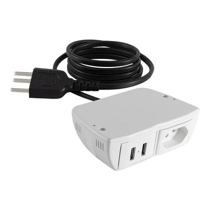 Imagem de Tomada Sonic Fixo Duplo 1Nbr 10A+2Usb - Cabo Liso 1,7M - Br