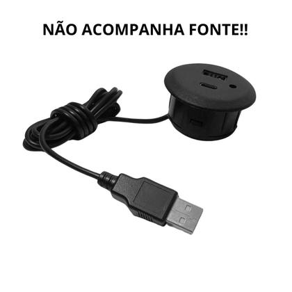 Imagem de Tomada Soquete USB para Embutir Cabeceira, Sofá, Mesa Escritório