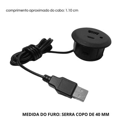 Imagem de Tomada Soquete USB para Embutir Cabeceira, Sofá, Mesa Escritório