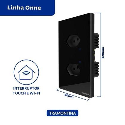 Imagem de Tomada Touch Onne Smart Tramontina Preto Com 2 Tomadas 2p+t 10 A 250 V Tramontina