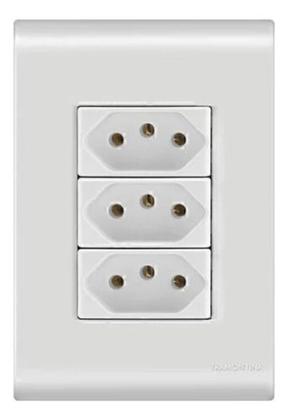 Imagem de Tomada Tripla 10a/250v Com Placa 4x2 Liz Tramontina - 5 Un.