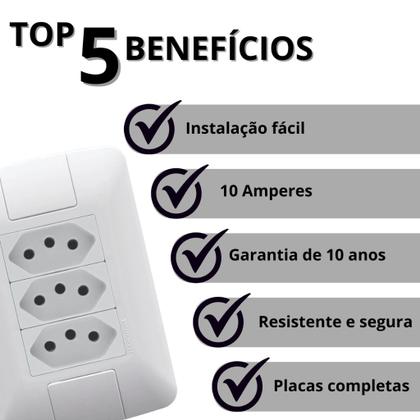 Imagem de Tomada Tripla 10A 4X2 Parede Branco Embutir Aria Tramontina