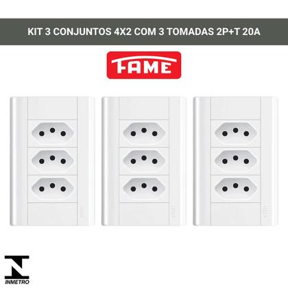 Imagem de Tomada Tripla 20a Com Placa 4x2 Fame Modulare - Kit 3 Un