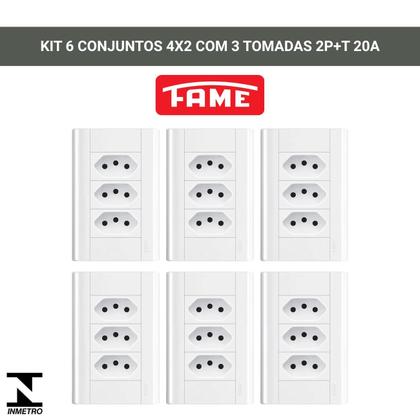 Imagem de Tomada Tripla 20a Com Placa 4x2 Fame Modulare - Kit 6 Un