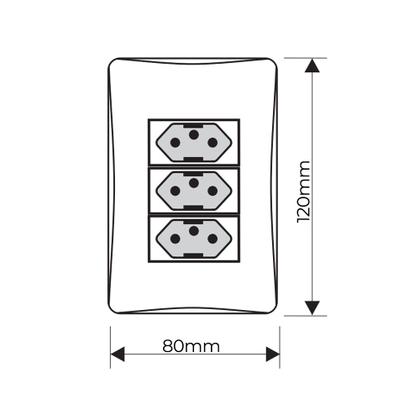 Imagem de Tomada Tripla Fame Habitat 2P+T 20A com Placa 4x2 Branco