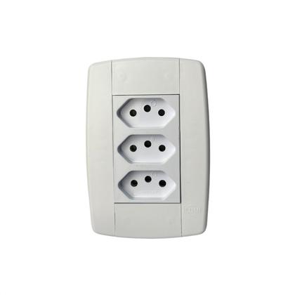 Imagem de Tomada Tripla Monobloco 3 Pinos 10A 250V