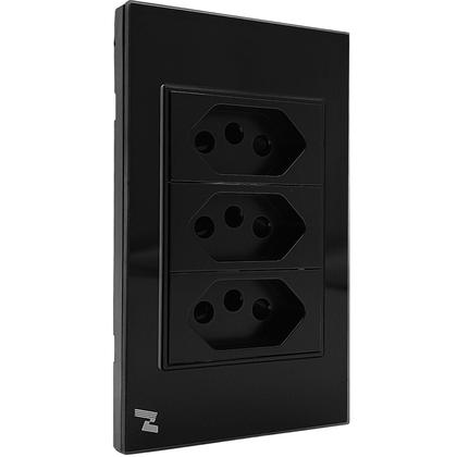 Imagem de Tomada Tripla Novadigital Frontal em Vidro Temperado para 10 e 20 Amper Bivolt (Preta)
