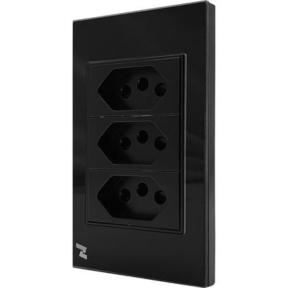 Imagem de Tomada Tripla Novadigital Frontal em Vidro Temperado para 10 e 20 Amper Bivolt (Preta)