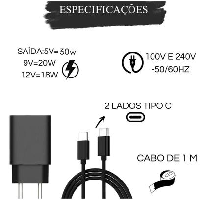 Imagem de Tomada USB-C Turbo Para Smartphone Carregamento Rápido Preto