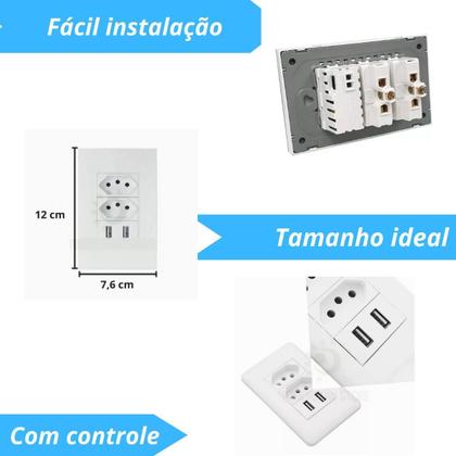 Imagem de Tomada Usb Carregador Universal Turbo Dupla Bivolt Parede