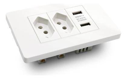 Imagem de Tomada USB com Espelho e LED - Dupla USB 5v - VALECOM