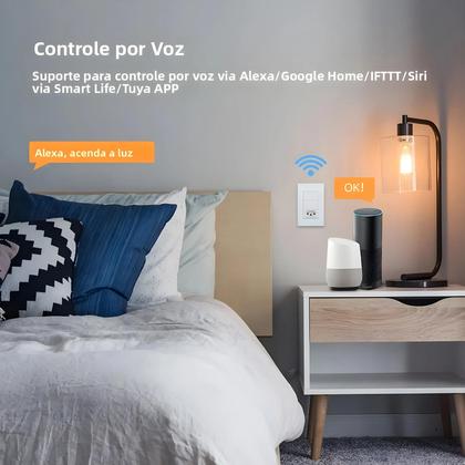 Imagem de Tomada Zigbee Brasil 10A 20A Com Interruptor De Luz Controle Tuya Alexa Google Home Zemismart