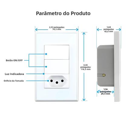 Imagem de Tomada Zigbee Brasil 10A 20A Com Interruptor De Luz Controle Tuya Alexa Google Home Zemismart