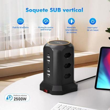 Imagem de Tomadas Extensão De Torre Coibeu 9 Tomadas 4 Usb 2 Type-c