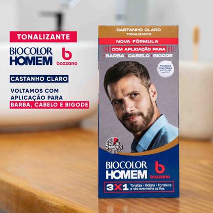 Imagem de Tonalizante de Cabelo Masculino Biocolor Homem Bozzano Castanho Claro