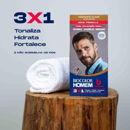 Imagem de Tonalizante de Cabelo Masculino Biocolor Homem Bozzano Castanho Claro