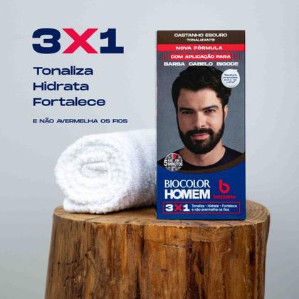 Imagem de Tonalizante de Cabelo Masculino Biocolor Homem Bozzano Castanho Escuro