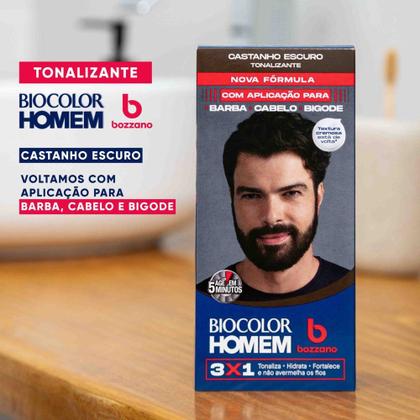 Imagem de Tonalizante de Cabelo Masculino Biocolor Homem Bozzano Castanho Escuro