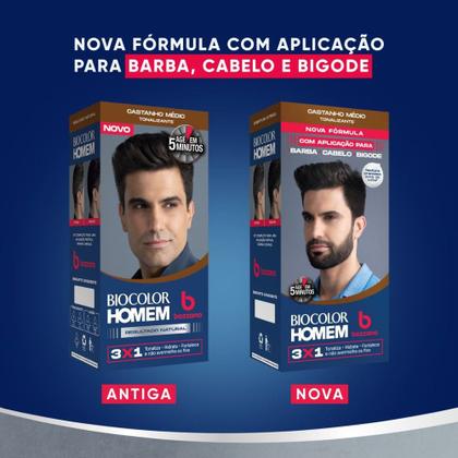 Imagem de Tonalizante de Cabelo Masculino Biocolor Homem Bozzano Castanho Médio