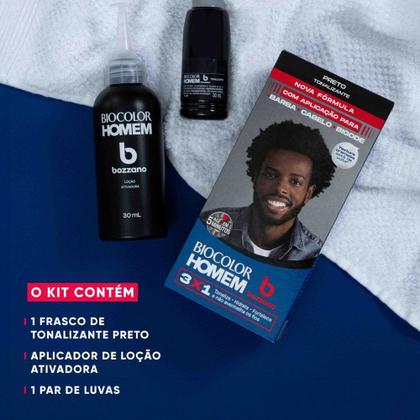 Imagem de Tonalizante de Cabelo Masculino Biocolor Homem Bozzano Preto