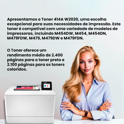 Imagem de Toner Cf414a W2021a Ciano C/ Chip Compatível M454dw M479fdw
