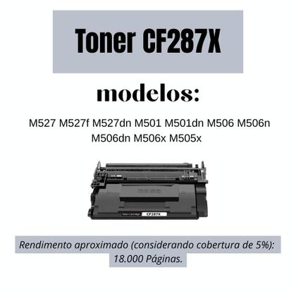 Imagem de Toner Compatível CF287X 287X 87X para M527 M527f M527dn M501 M501dn M506 M506n M506dn M506x M505x Preto 18.000